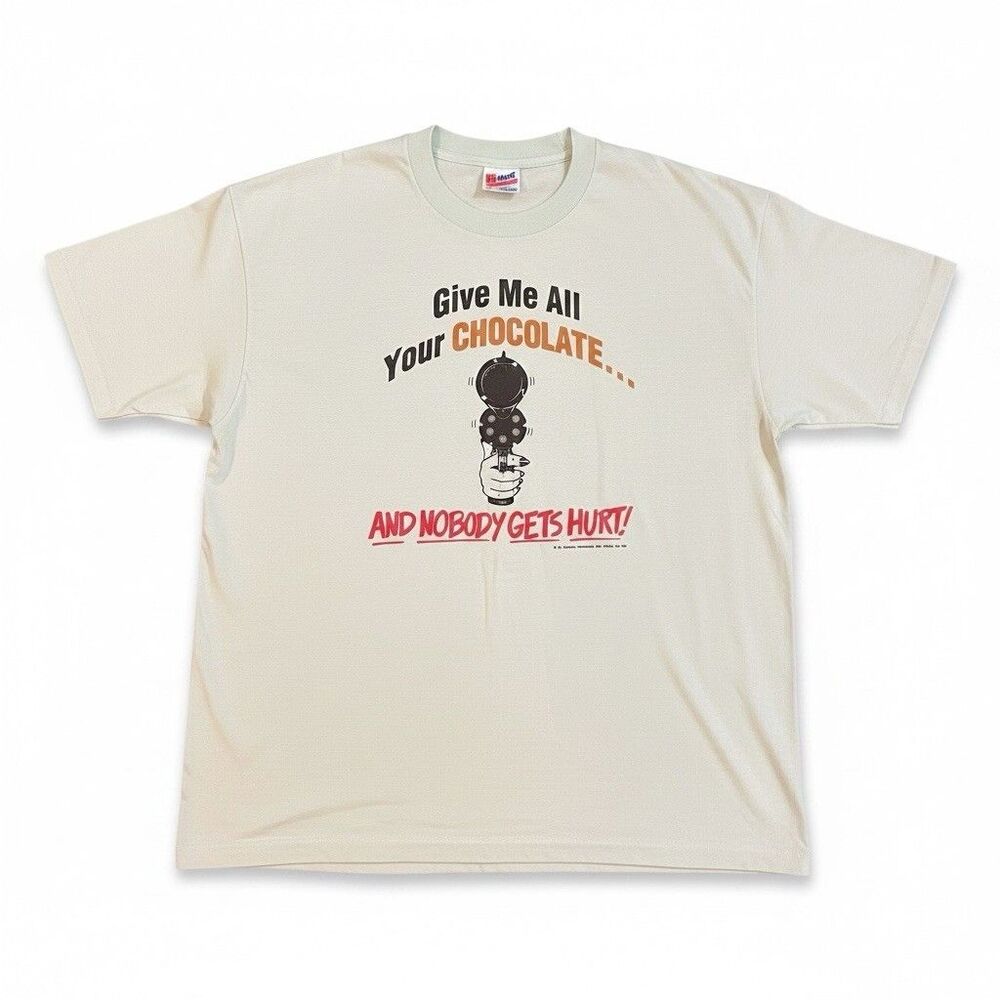 Vintage 90s Give Me All Of Your Chocolate Graphic Tee Shirt Size XL Funny Humor